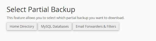 Select Partial Backup